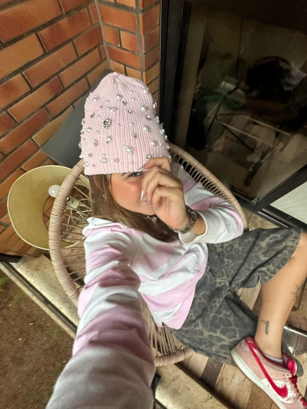 gorro pearlstar rosa claro